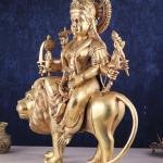 Majestic Brass Goddess Durga Sherawali Mata Idol | 31" Temple Masterpiece | 55kg Sacred Art | Divine Mother with Lion | Jaipurio